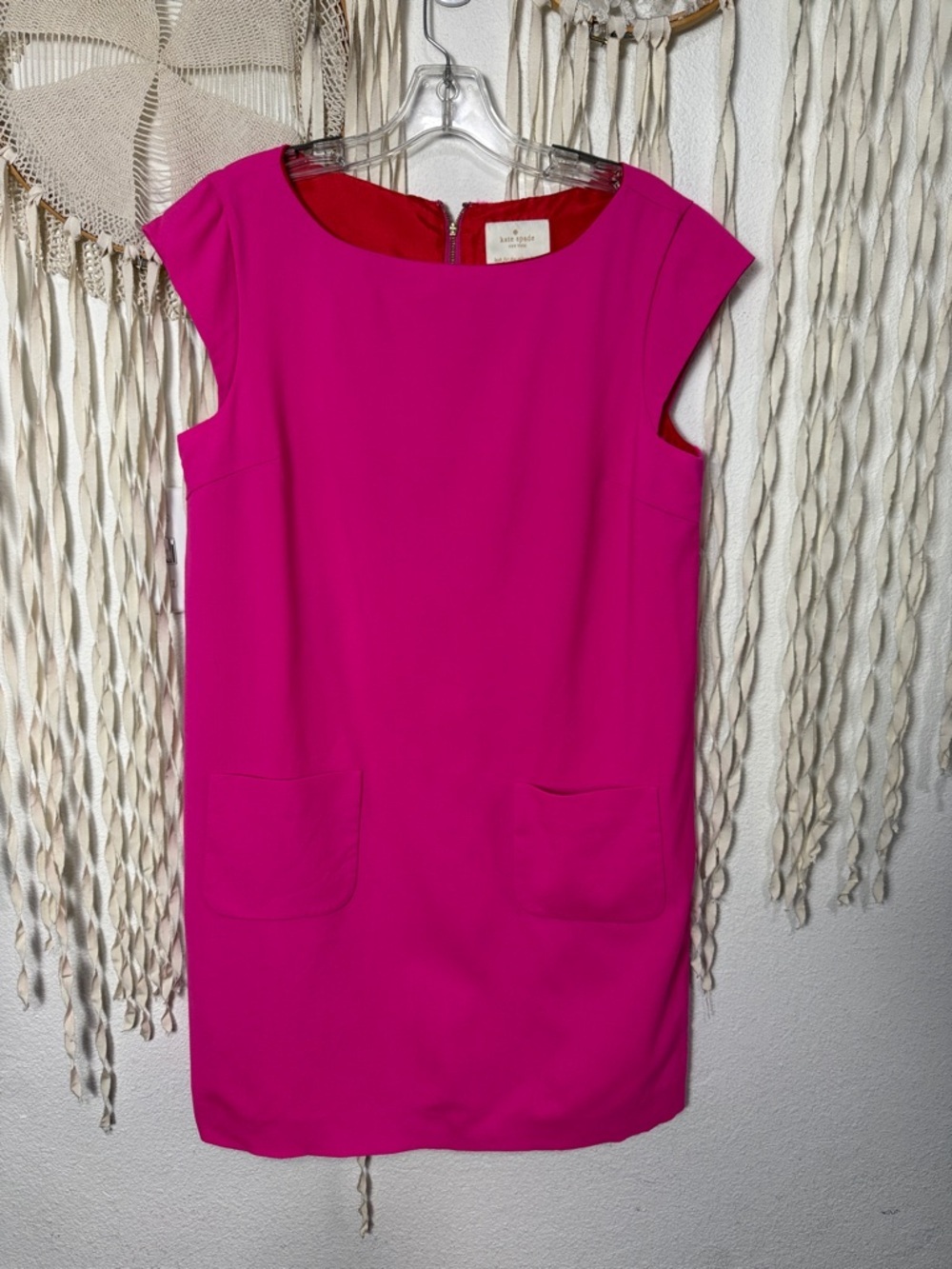 Kate Spade Hot Pink Cap Sleeve Shift Dress Size 10 - Picture 2 of 9